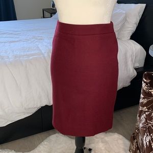 Burgundy J. Crew No. 2 pencil skirt, size 00P